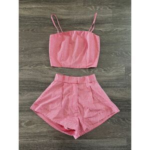 NWT Miscreants London x Revolve Red & White Plaid Gingham Shorts & Tank Set US 4